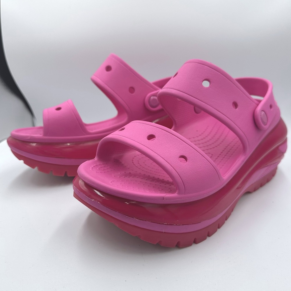 Crocs Mega Crush Sandal Juice Pink Chunky Platform Two Strap 207989 W 11 M 9